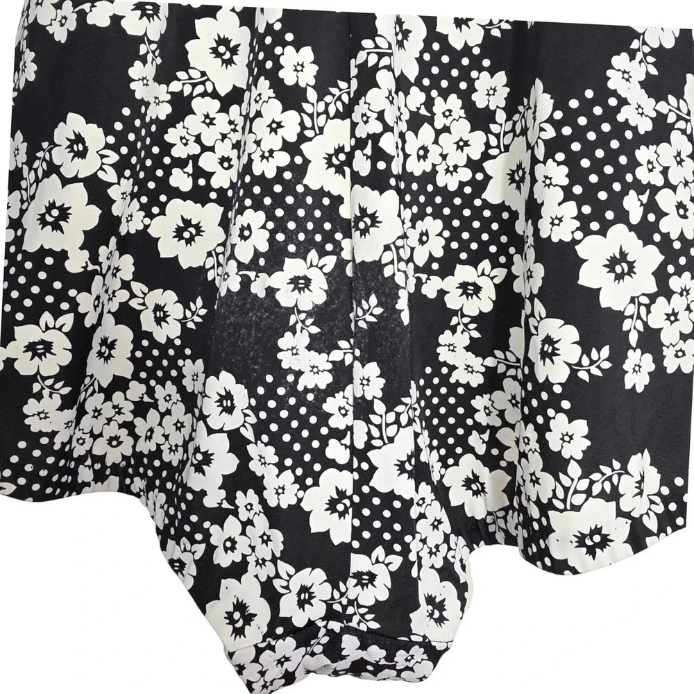 Maxine Of Hollywood Womens Vintage Black White Floral Ruched One Piece Swimsuit